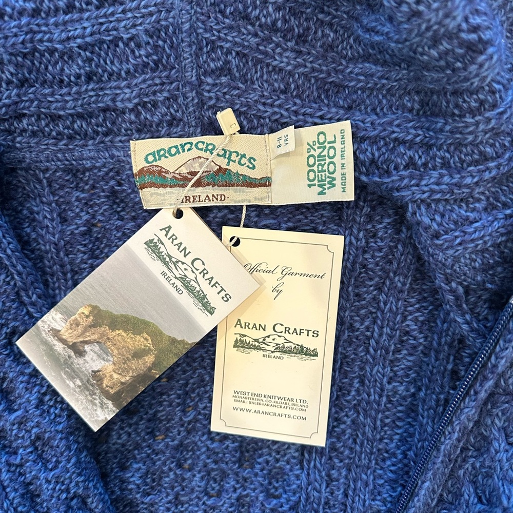 Blue Hooded Wool Cable Knit Cardigan - Picture 2 of 2